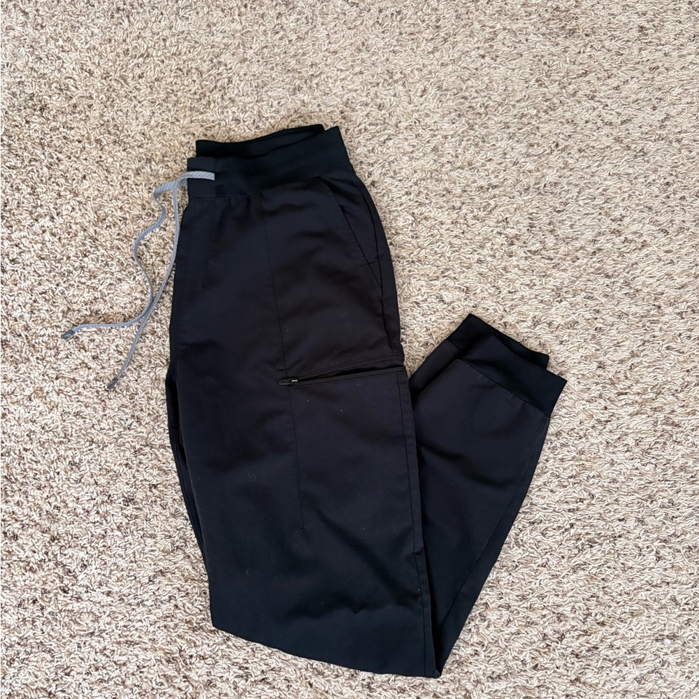 Fabletics Black Jogger Sweatpants with Gray Drawstring